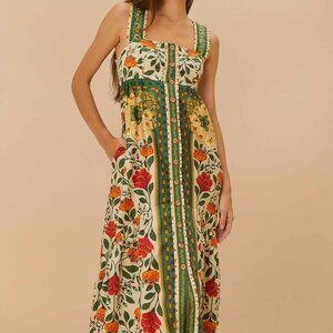Farm Rio | Sand Garden Tapestry Back Bow Maxi Dress